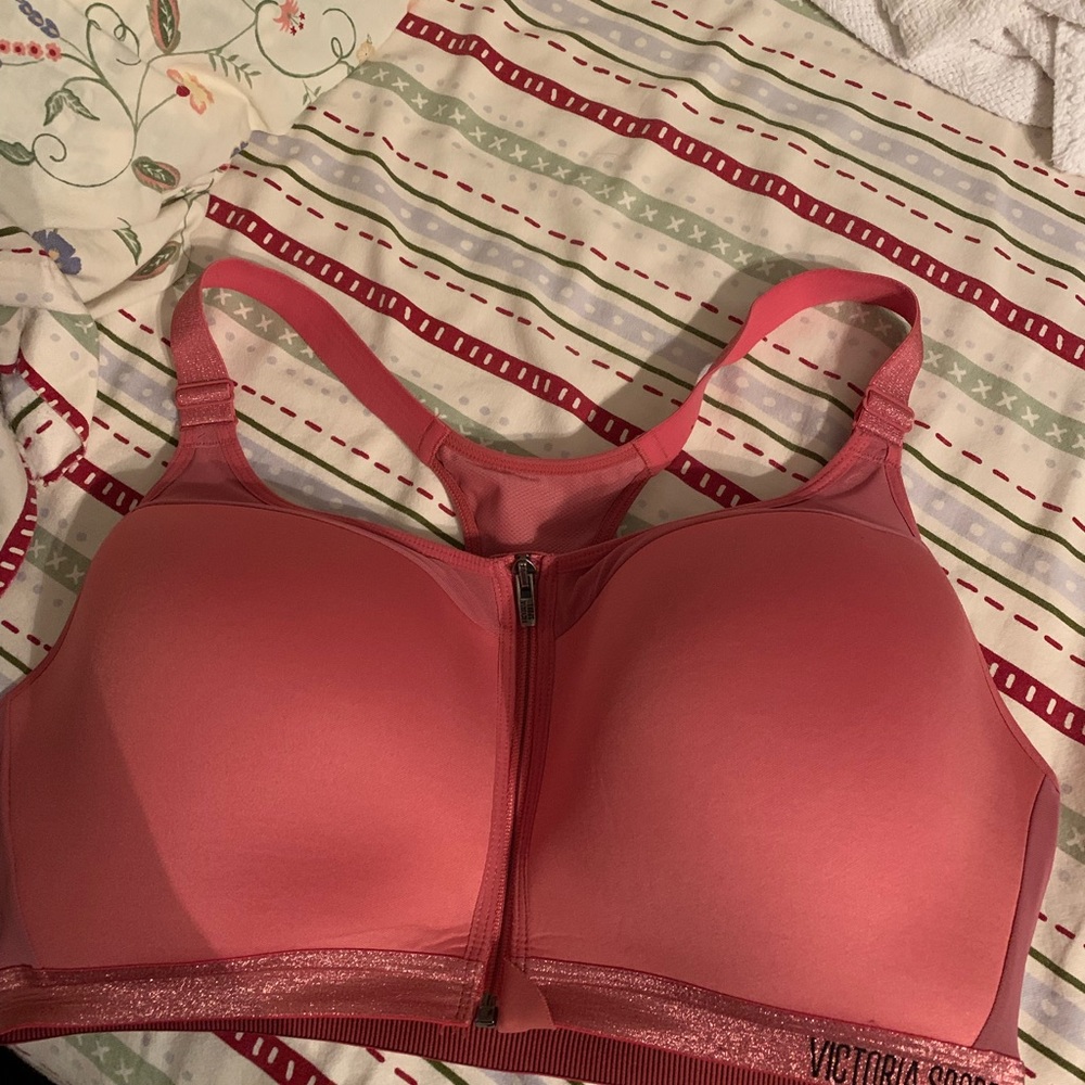 Pink Victoria sport bra sparkly orange
